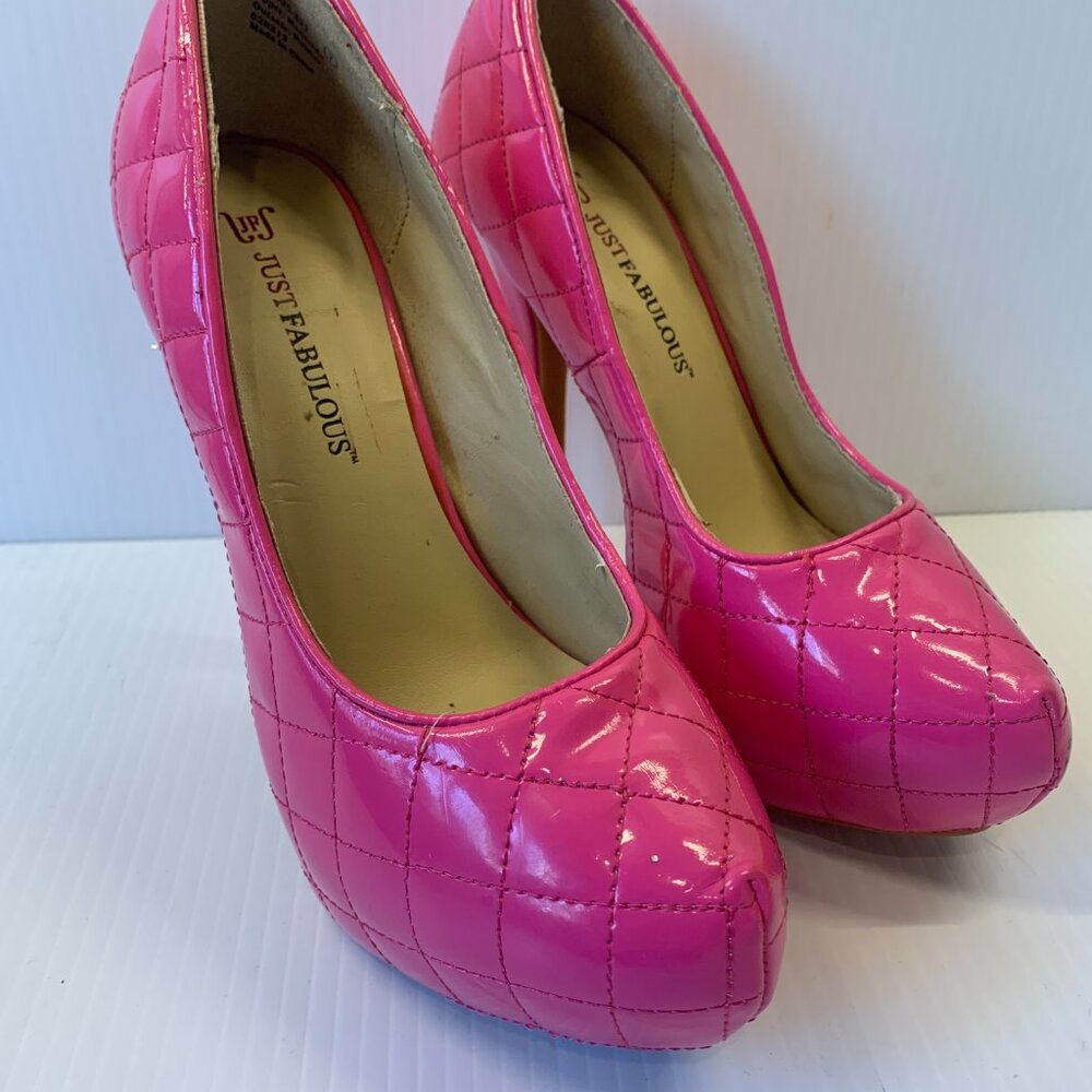 Size 7 hot pink heels by Just Fabulous.